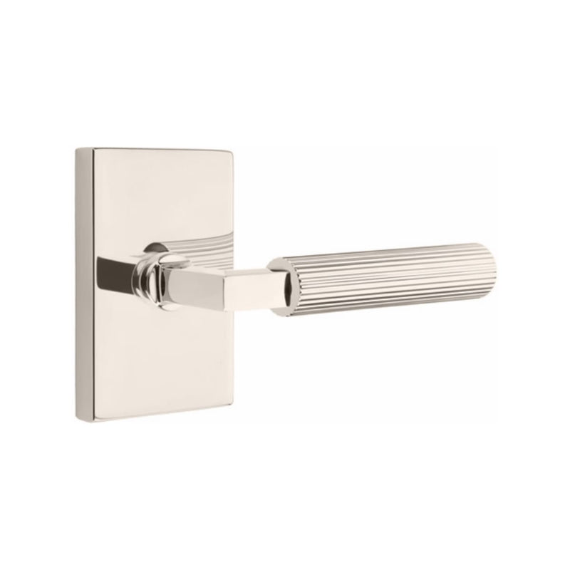 Emtek Select L-Square Straight Knurled Lever Concealed Screws with Modern Rectangular Rosette