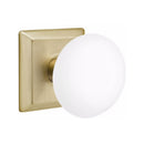 Emtek Brass Rosette Ice White Knob Concealed Screws With Quincy Rosette