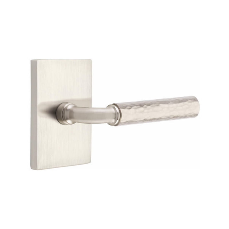 Emtek Select R-BAR Hammered Lever with Modern Rectangular Rosette