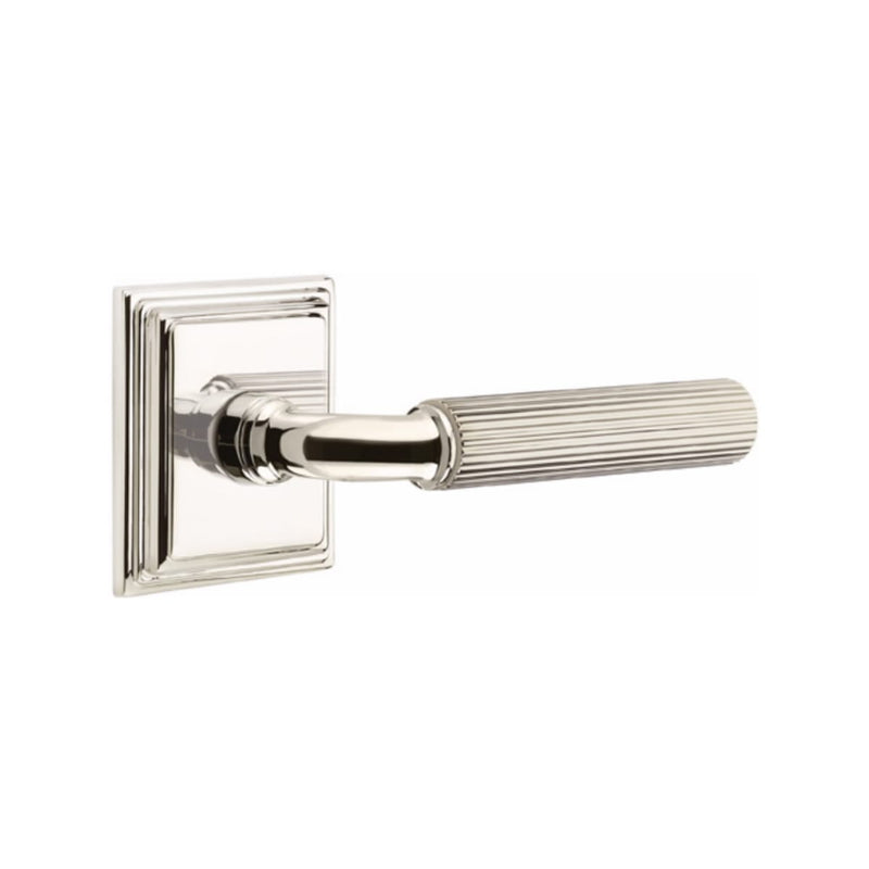 Emtek Select R-BAR Straight Knurled Lever Concealed Screws with Wilshire Rosette