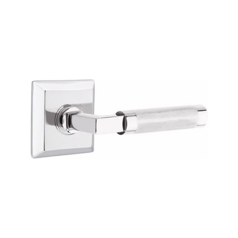 Emtek Select L-Square Knurled Lever Concealed Screws with Quincy Rosette