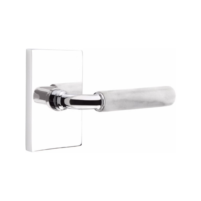 Emtek Select R-BAR White Marble Lever Concealed Screws with Modern Rectangular Rosette