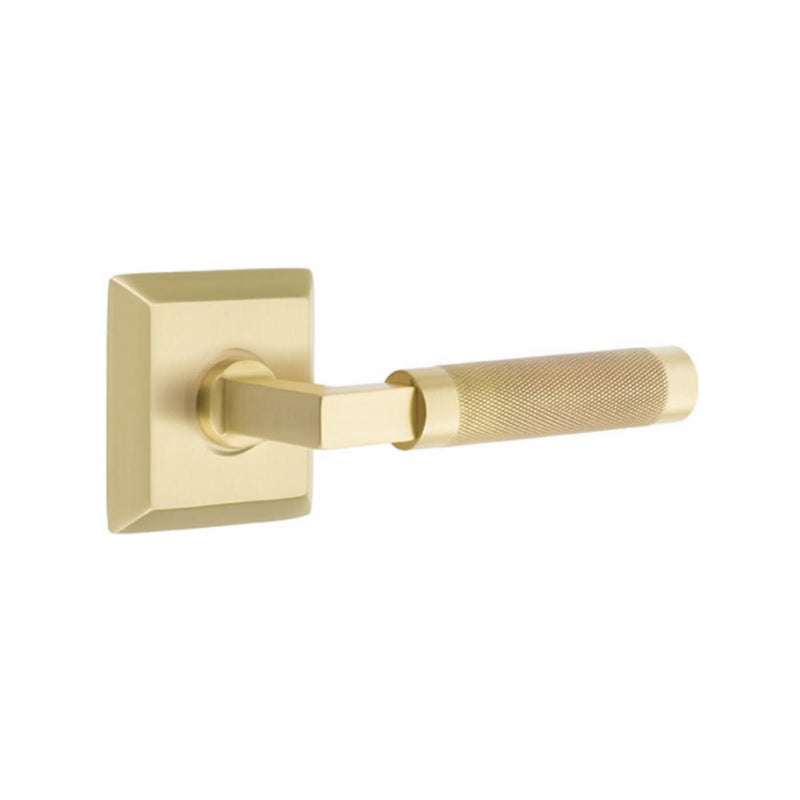 Emtek Select L-Square Knurled Lever with Quincy Rosette