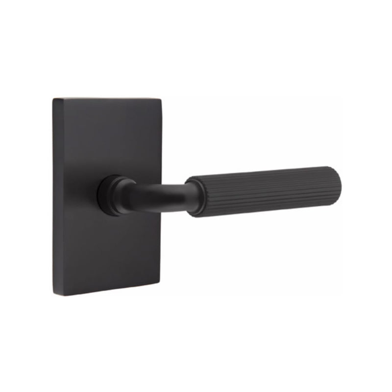 Emtek Select R-BAR Straight Knurled Lever Concealed Screws with Modern Rectangular Rosette