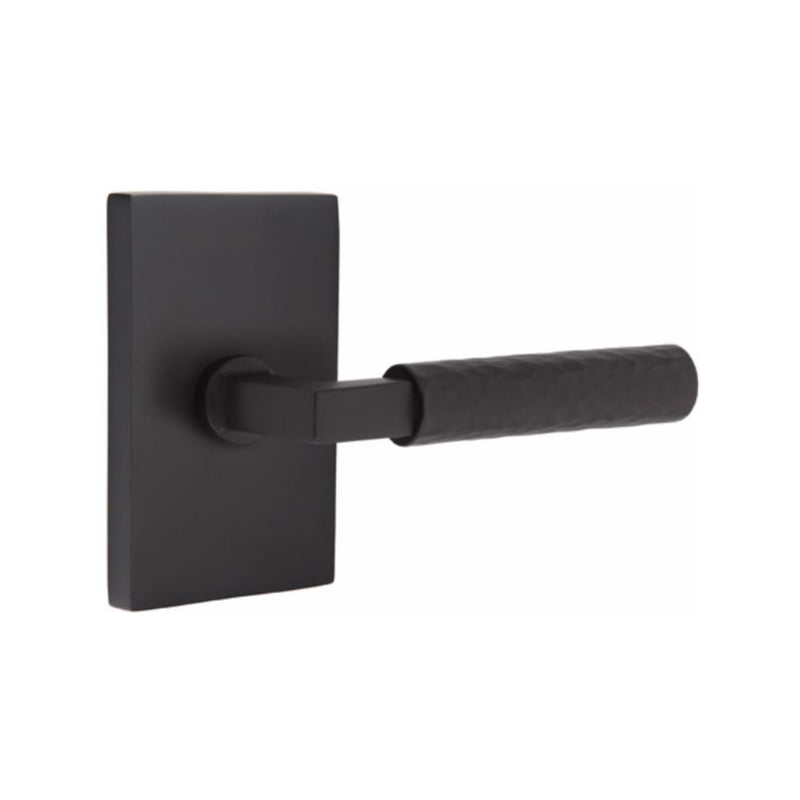 Emtek Select L-Square Hammered Lever with Modern Rectangular Rosette