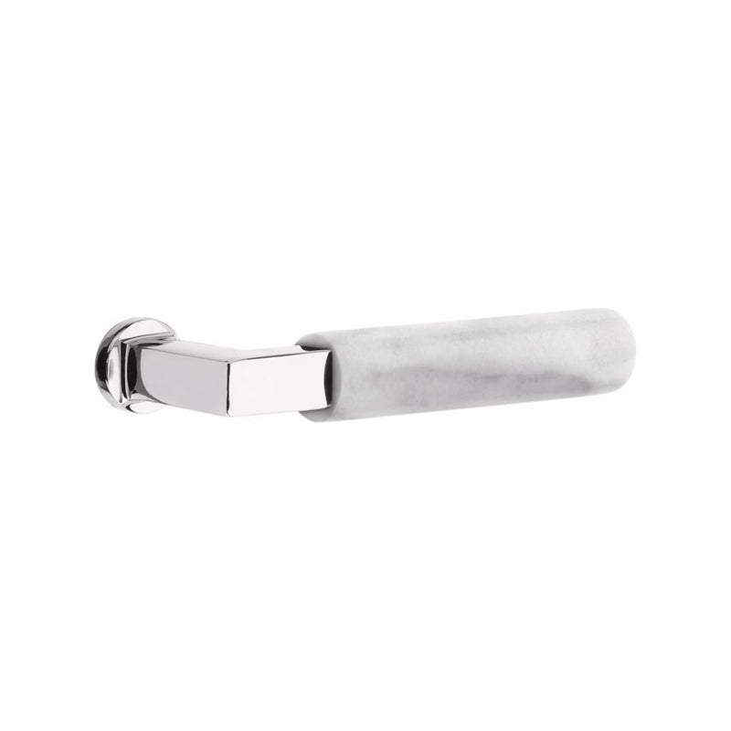 Emtek F20 Function Mormont Mortise Handleset with Select L-Square White Marble Lever