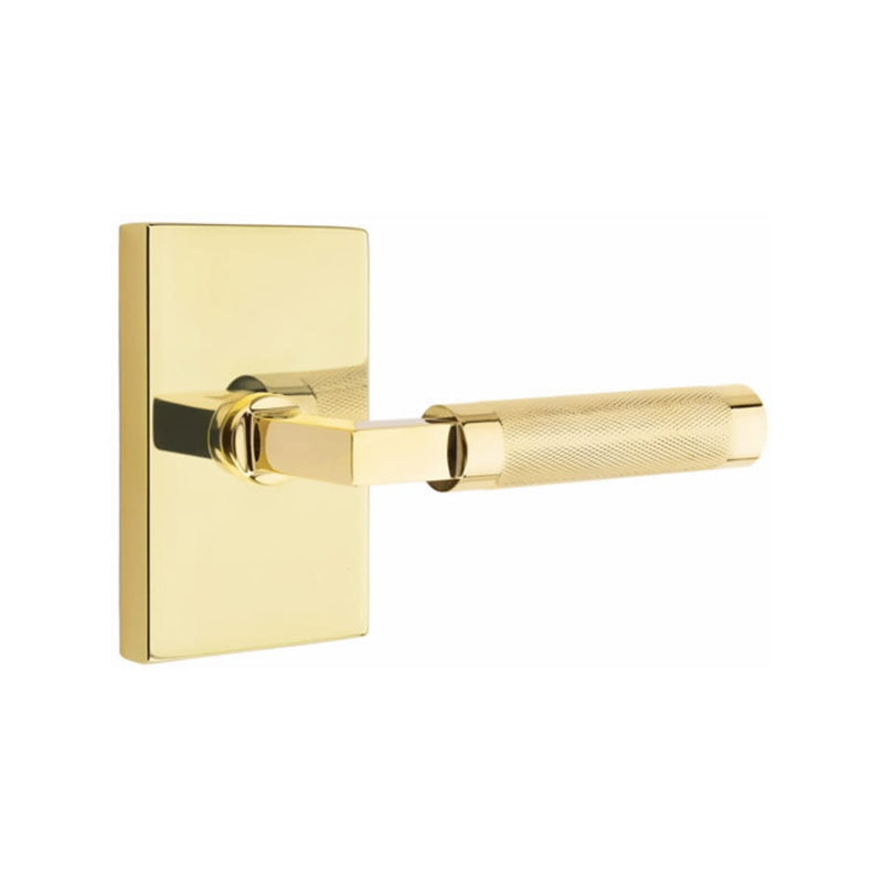 Emtek Select L-Square Knurled Lever Concealed Screws with Modern Rectangular Rosette
