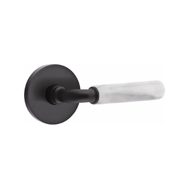 Emtek Select R-BAR White Marble Lever Concealed Screws with Disk Rosette