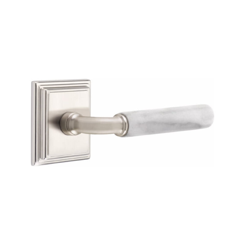 Emtek Select R-BAR White Marble Lever with Wilshire Rosette