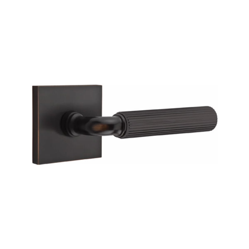 Emtek Select R-BAR Straight Knurled Lever Concealed Screws with Square Rosette