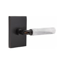Emtek Select R-BAR White Marble Lever with Modern Rectangular Rosette