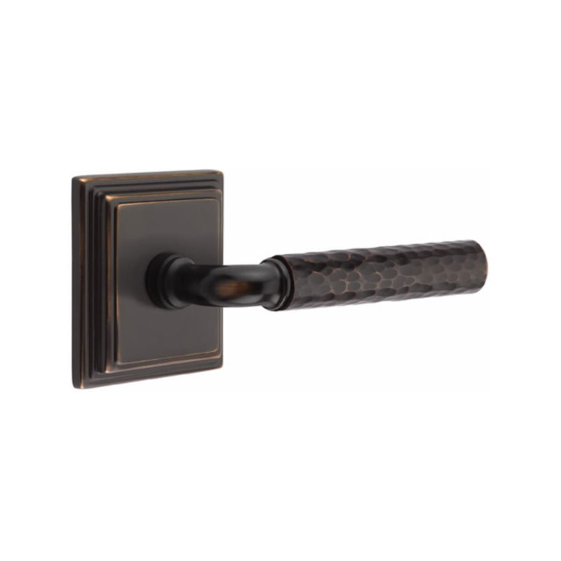 Emtek Select R-BAR Hammered Lever Concealed Screws with Wilshire Rosette