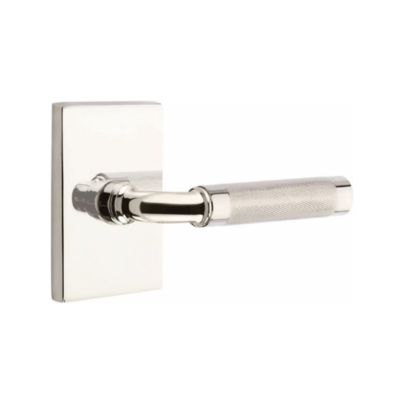 Emtek Select R-BAR Knurled Lever with Modern Rectangular Rosette