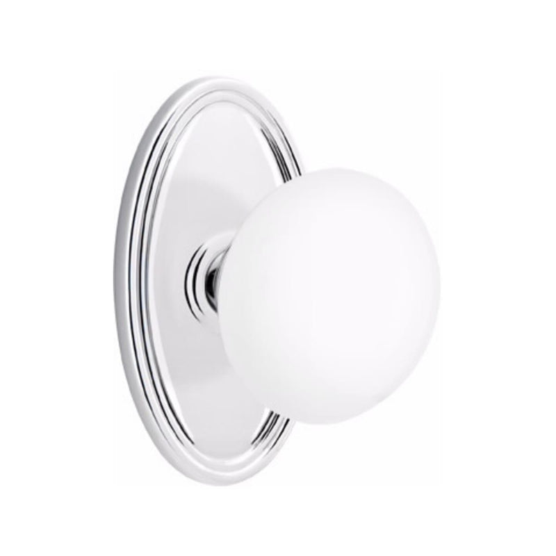 Emtek Brass Rosette Ice White Knob Concealed Screws With Oval Rosette