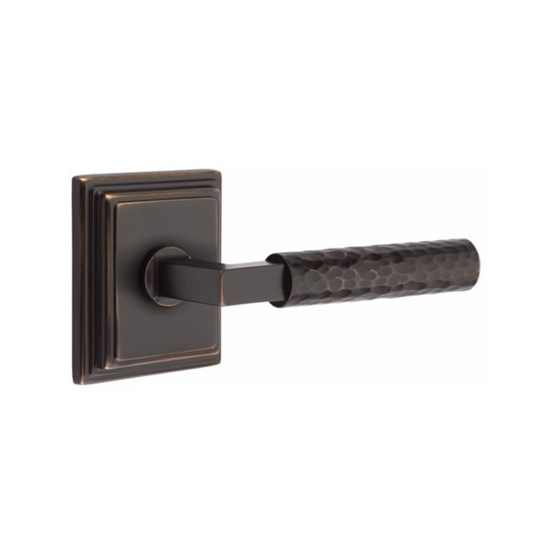 Emtek Select L-Square Hammered Lever with Wilshire Rosette