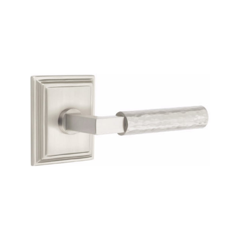 Emtek Select L-Square Hammered Lever Concealed Screws with Wilshire Rosette