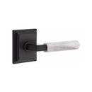 Emtek Select L-Square White Marble Lever Concealed Screws with Wilshire Rosette