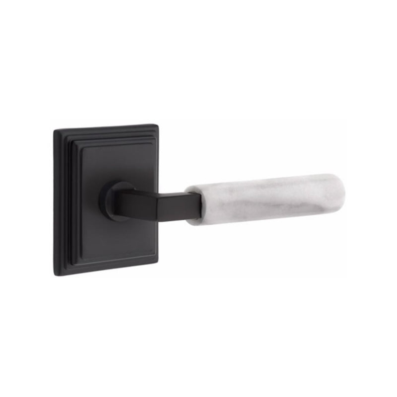 Emtek Select L-Square White Marble Lever with Wilshire Rosette