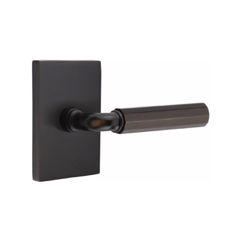 Emtek Select R-BAR Faceted Lever Concealed Screws with Modern Rectangular Rosette