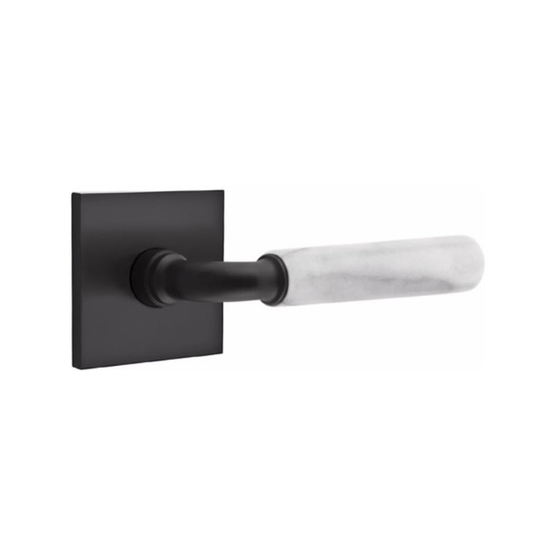 Emtek Select R-BAR White Marble Lever Concealed Screws with Square Rosette