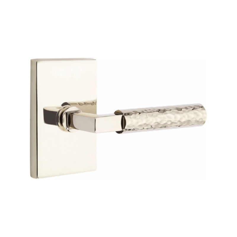 Emtek Select L-Square Hammered Lever with Modern Rectangular Rosette