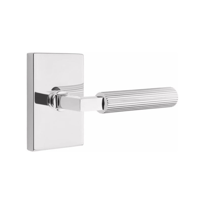 Emtek Select L-Square Straight Knurled Lever Concealed Screws with Modern Rectangular Rosette