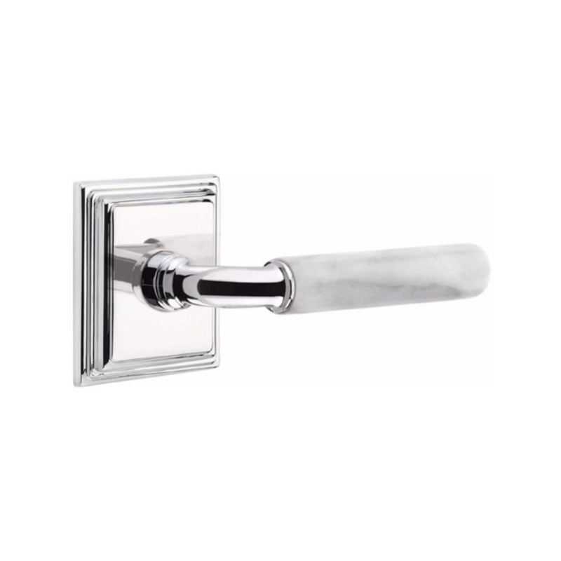 Emtek Select R-BAR White Marble Lever with Wilshire Rosette