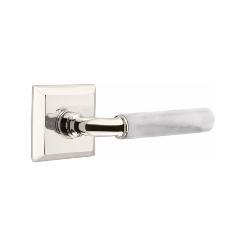 Emtek Select R-BAR White Marble Lever with Quincy Rosette