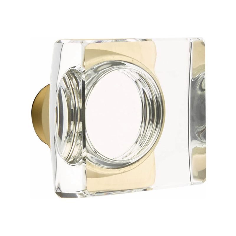 Emtek Dummy Lugano Mortise Handleset with Modern Square Glass Knob