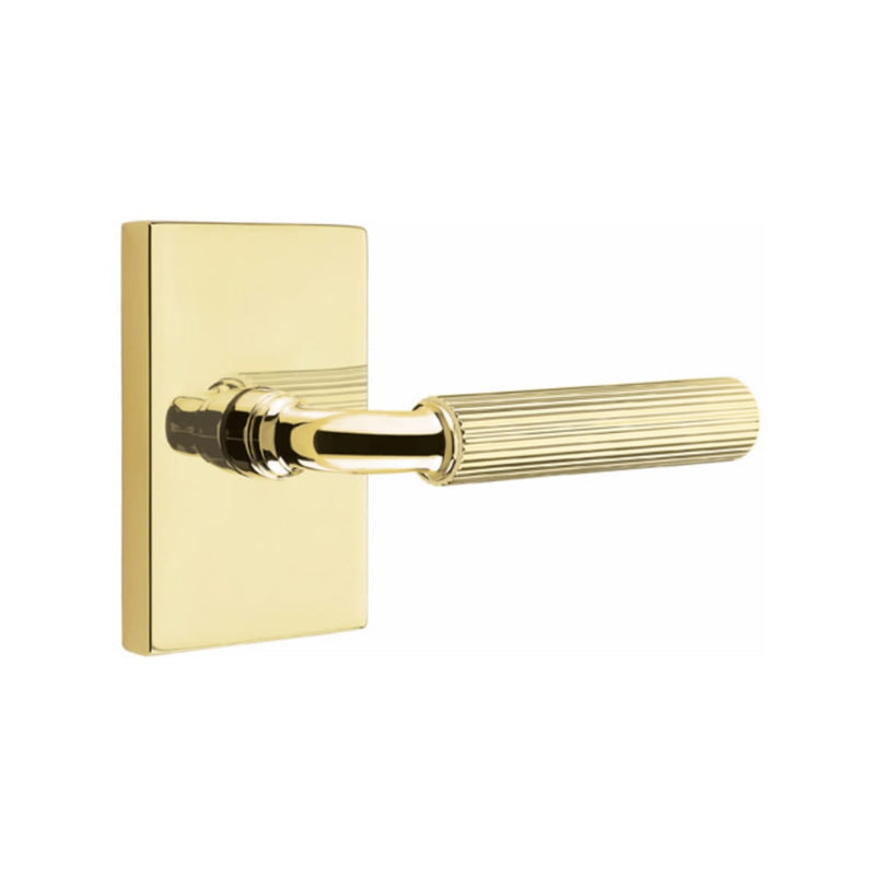 Emtek Select R-BAR Straight Knurled Lever Concealed Screws with Modern Rectangular Rosette