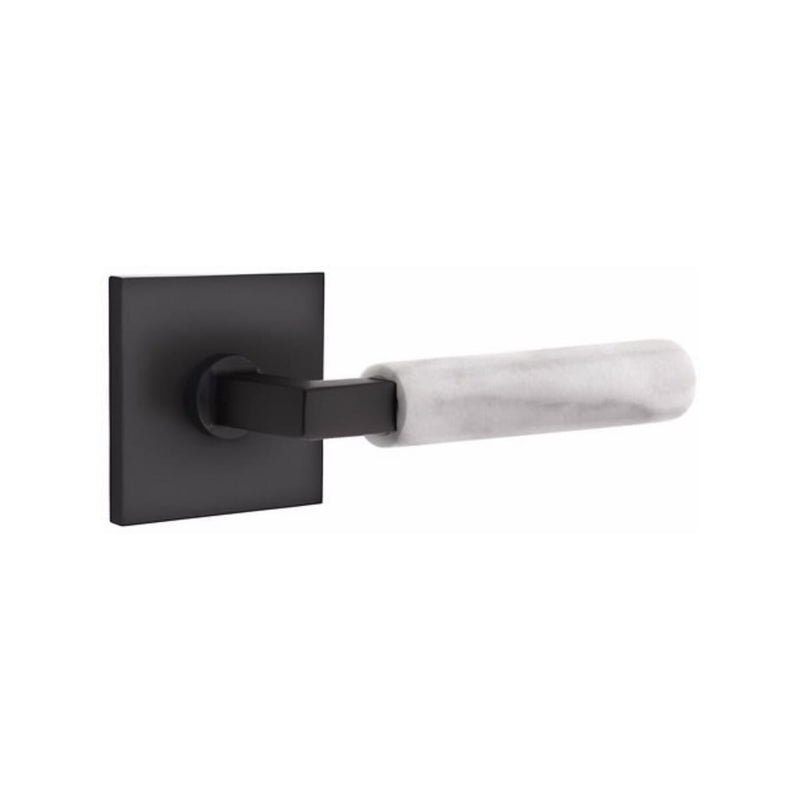 Emtek Select L-Square White Marble Lever with Square Rosette