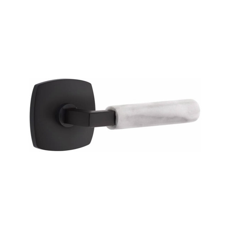 Emtek Select L-Square White Marble Lever with Urban Modern Rosette