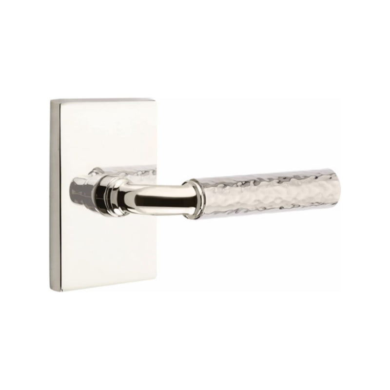 Emtek Select R-BAR Hammered Lever with Modern Rectangular Rosette