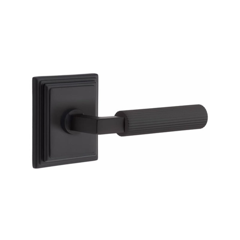 Emtek Select L-Square Straight Knurled Lever Concealed Screws with Wilshire Rosette