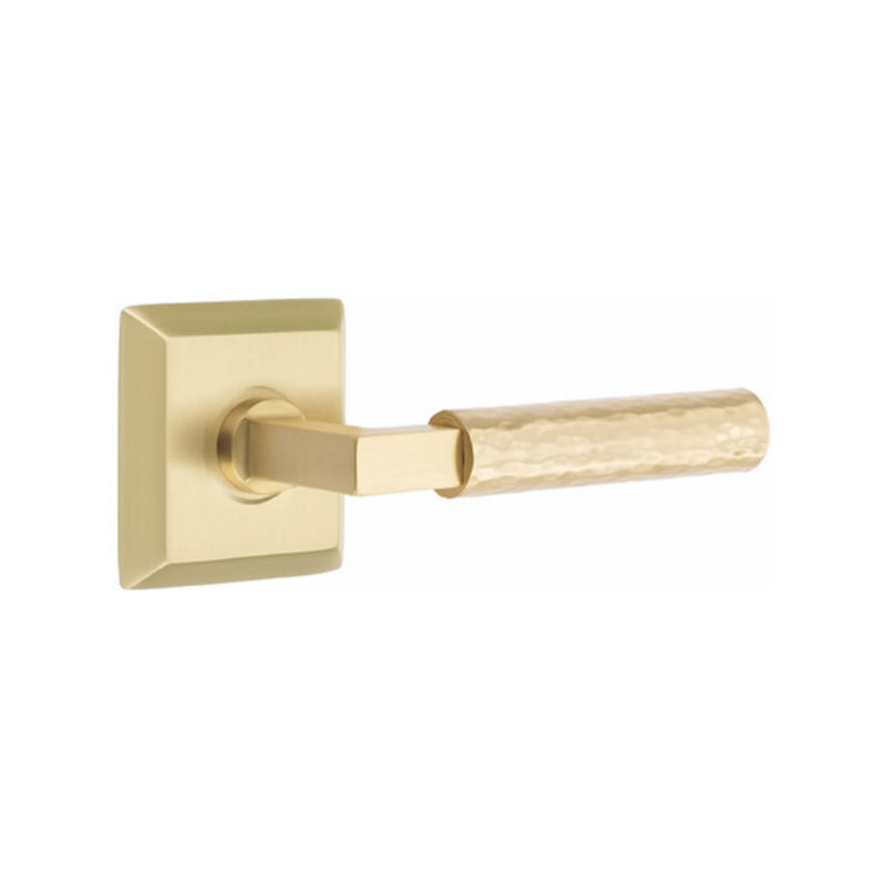 Emtek Select L-Square Hammered Lever with Quincy Rosette