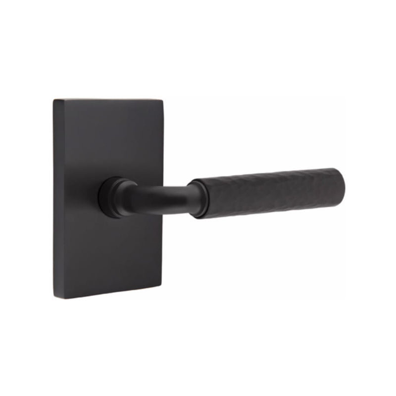 Emtek Select R-BAR Hammered Lever Concealed Screws with Modern Rectangular Rosette