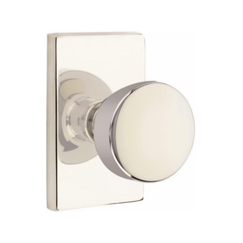 Emtek Laurent Knob with Modern Rectangular Rosette