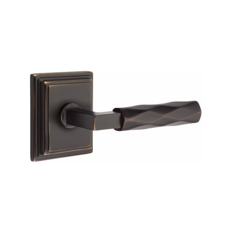 Emtek Select L-Square Tribeca Lever Concealed Screws with Wilshire Rosette