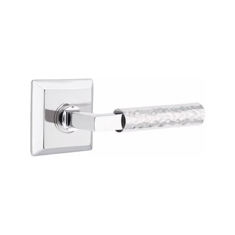 Emtek Select L-Square Hammered Lever with Quincy Rosette