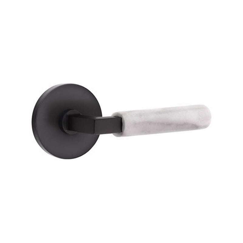 Emtek Select L-Square White Marble Lever with Disk Rosette