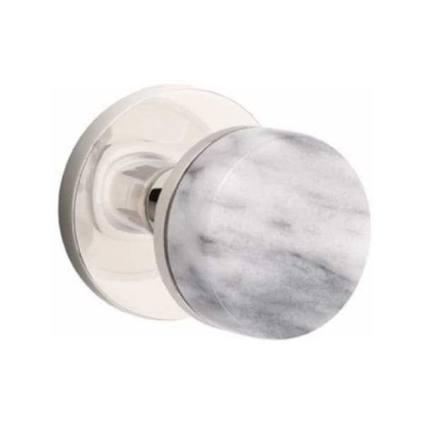 Emtek Select Conical White Marble Knob Concealed Screws with Disk Rosette