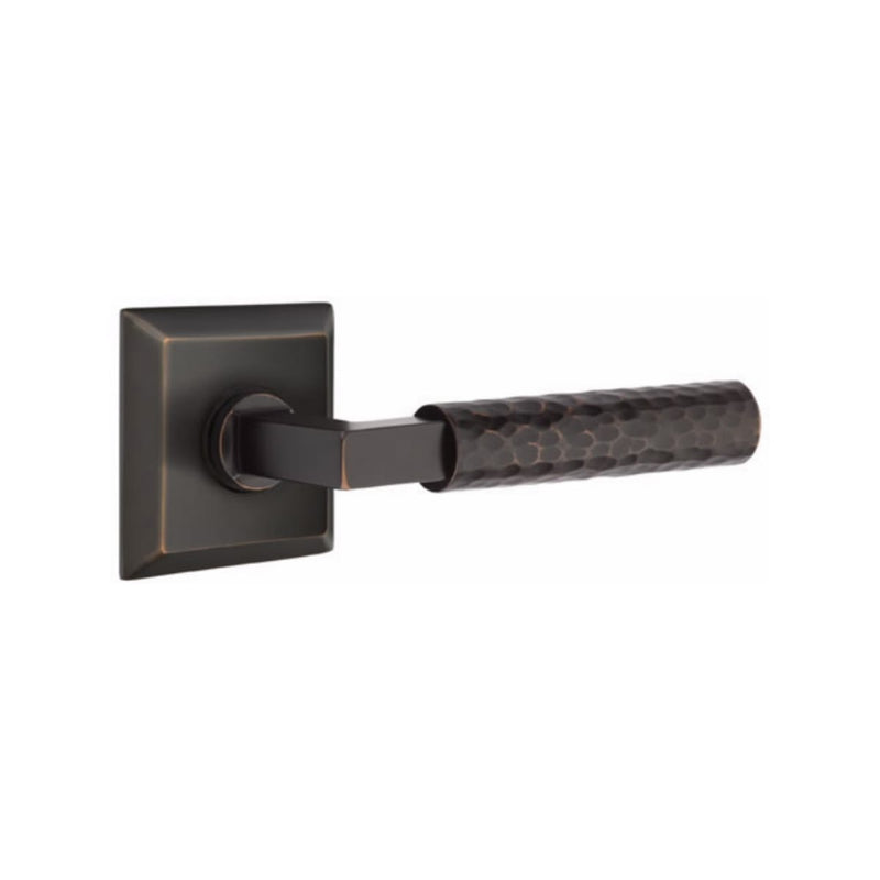 Emtek Select L-Square Hammered Lever with Quincy Rosette