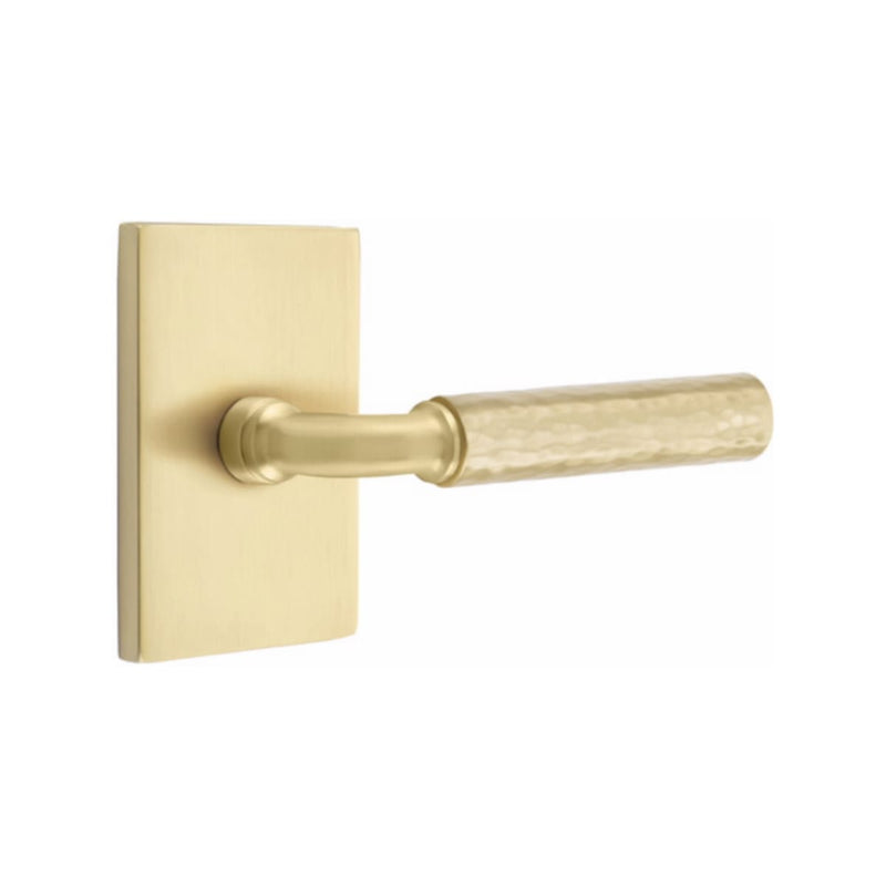 Emtek Select R-BAR Hammered Lever Concealed Screws with Modern Rectangular Rosette
