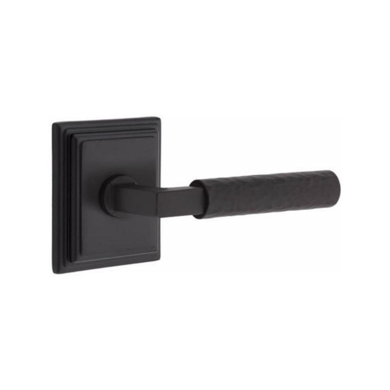 Emtek Select L-Square Hammered Lever with Wilshire Rosette