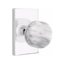 Emtek Select Conical White Marble Knob with Modern Rectangular Rosette