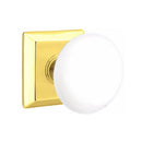 Emtek Brass Rosette Ice White Knob With Quincy Rosette