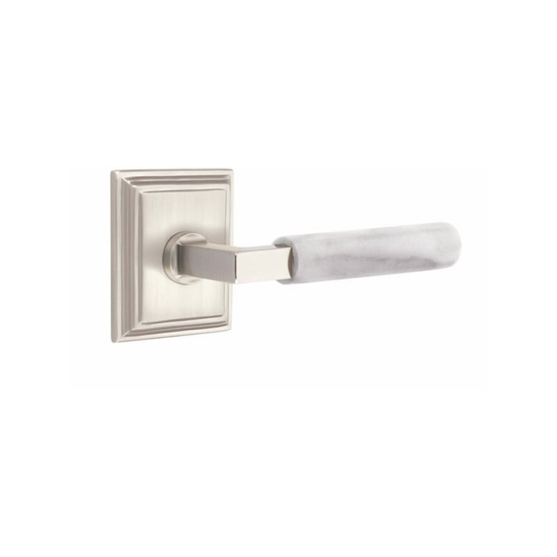 Emtek Select L-Square White Marble Lever with Wilshire Rosette