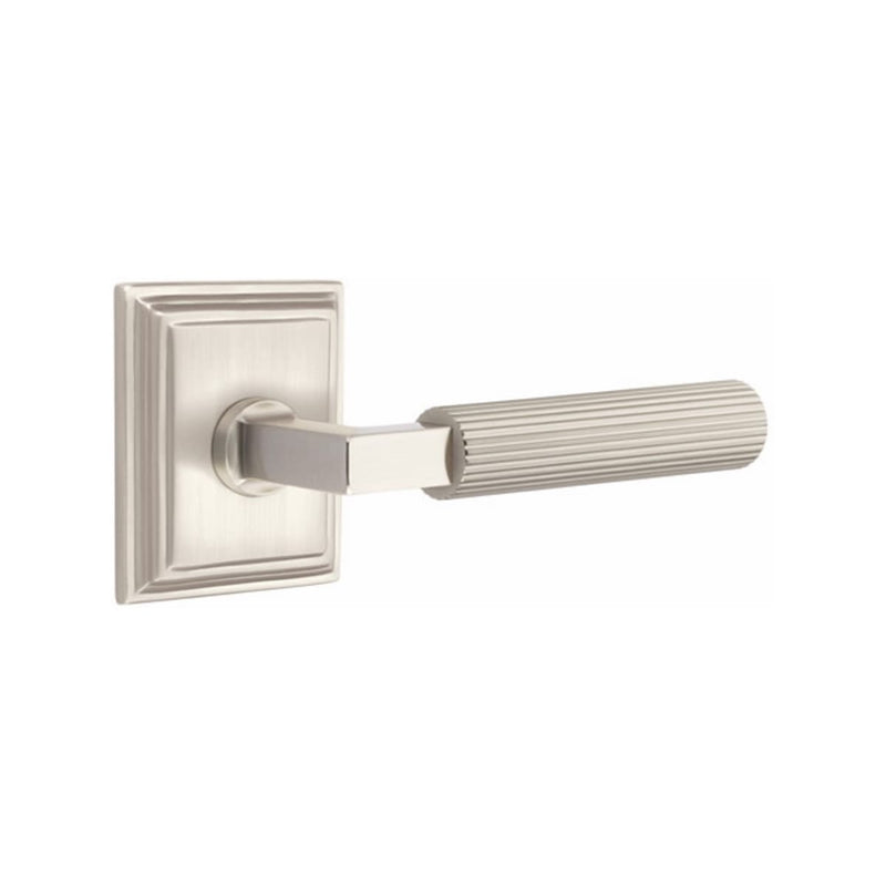 Emtek Select L-Square Straight Knurled Lever Concealed Screws with Wilshire Rosette