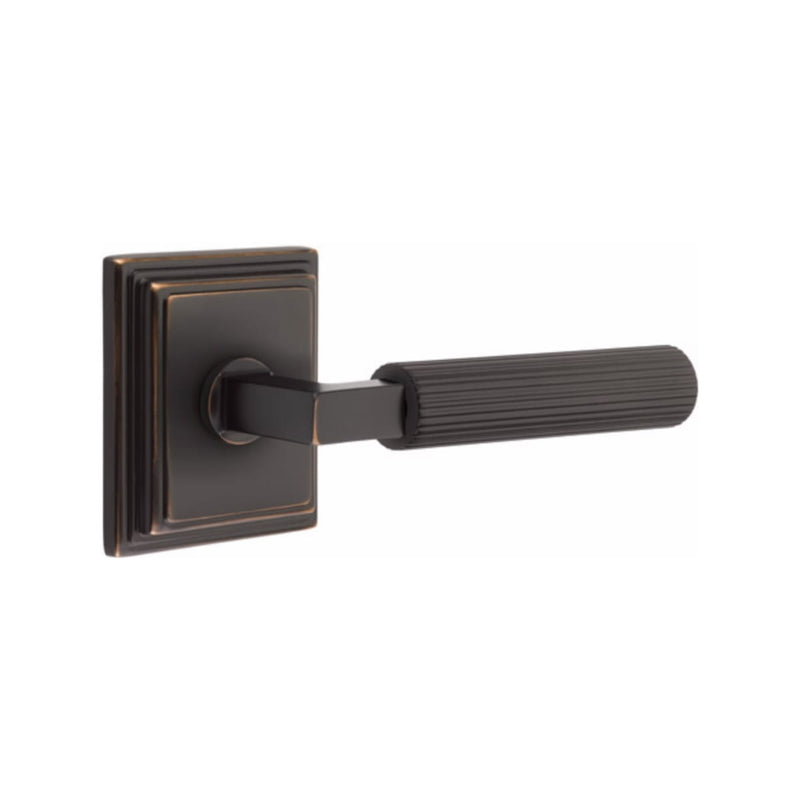 Emtek Select L-Square Straight Knurled Lever with Wilshire Rosette