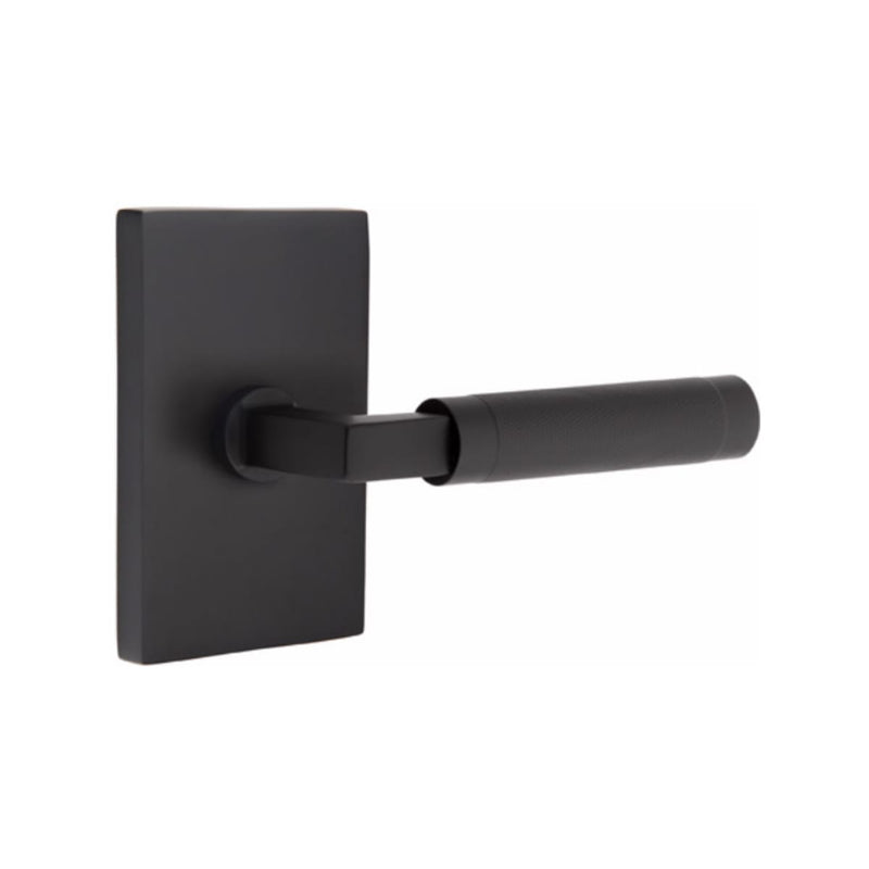 Emtek Select L-Square Knurled Lever with Modern Rectangular Rosette